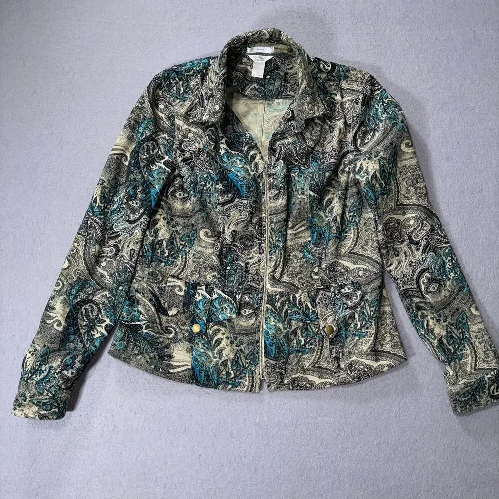 Earthy Retro Boho Stretch Jacket Small Edgy Rocker Classic Versatile Casual Arts